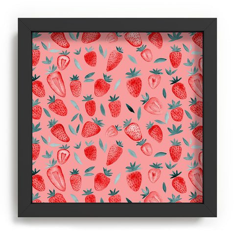 Angela Minca Pink strawberries Recessed Framing Square