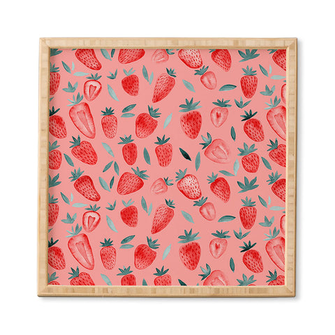 Angela Minca Pink strawberries Framed Wall Art