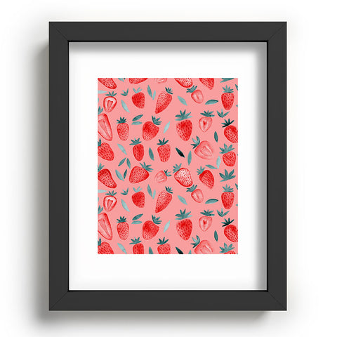 Angela Minca Pink strawberries Recessed Framing Rectangle