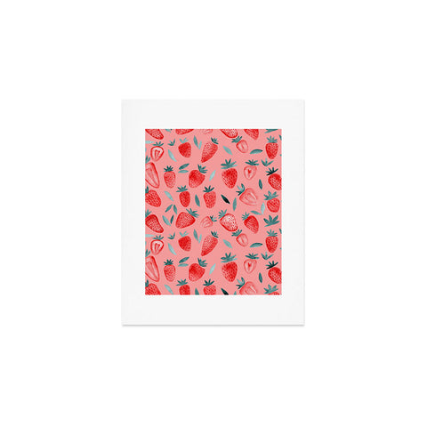 Angela Minca Pink strawberries Art Print