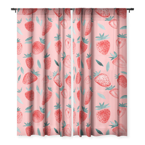 Angela Minca Pink strawberries Sheer Non Repeat