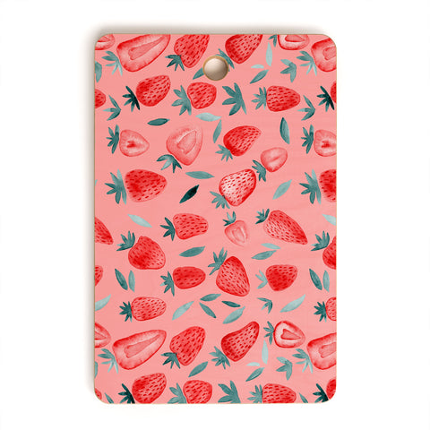 Angela Minca Pink strawberries Cutting Board Rectangle