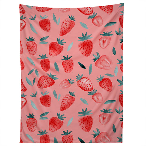 Angela Minca Pink strawberries Tapestry