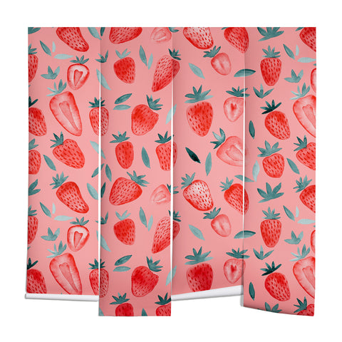 Angela Minca Pink strawberries Wall Mural
