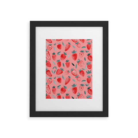 Angela Minca Pink strawberries Framed Art Print