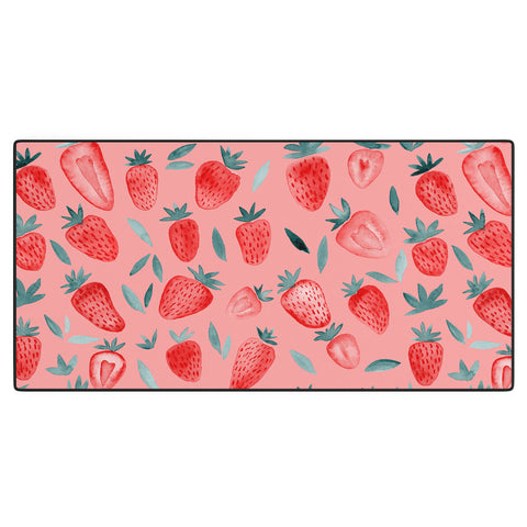 Angela Minca Pink strawberries Desk Mat