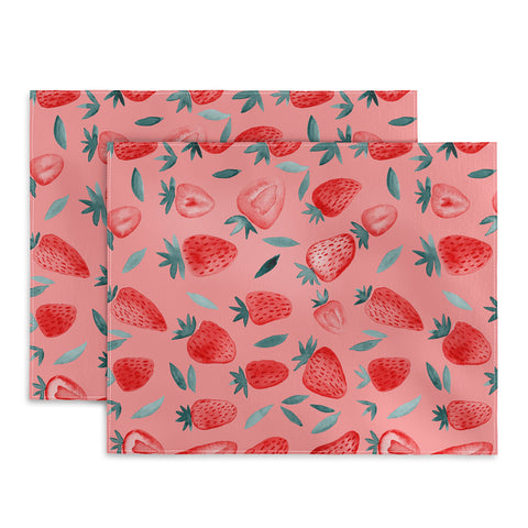 Angela Minca Pink strawberries Placemat
