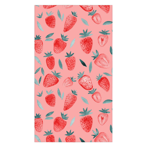 Angela Minca Pink strawberries Tablecloth