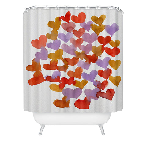 Angela Minca Retro hearts Shower Curtain