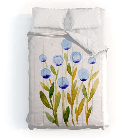 Angela Minca Simple blue flowers Comforter