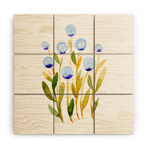 Angela Minca Simple blue flowers Wood Wall Mural