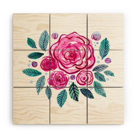 Angela Minca Spring roses bouquet Wood Wall Mural