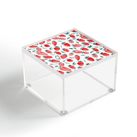 Angela Minca Strawberries red and teal Acrylic Box