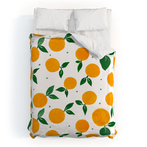 Angela Minca Tangerine pattern yellow Duvet Cover
