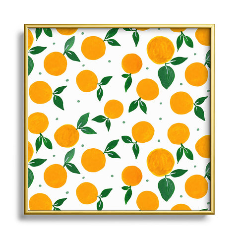 Angela Minca Tangerine pattern yellow Metal Square Framed Art Print