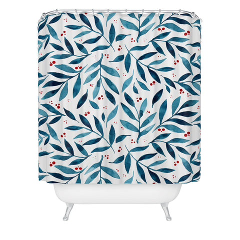 Angela Minca Teal branches Shower Curtain