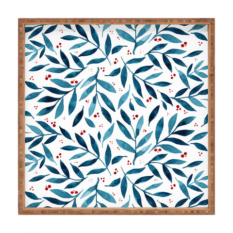 Angela Minca Teal branches Square Tray