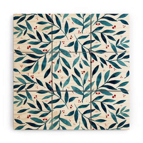 Angela Minca Teal branches Wood Wall Mural