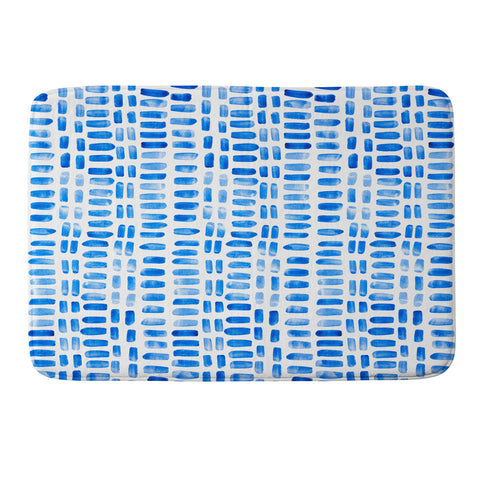 Angela Minca Tiny blue rectangles Memory Foam Bath Mat