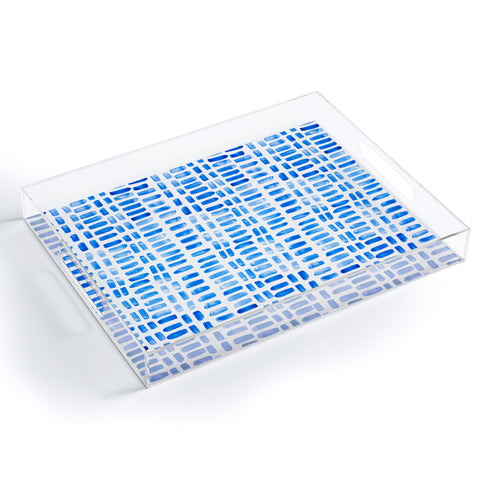 Angela Minca Tiny blue rectangles Acrylic Tray