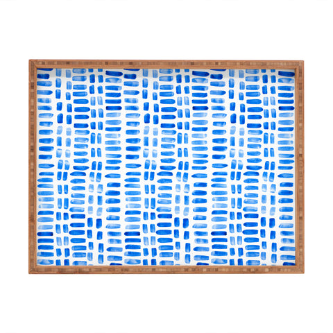 Angela Minca Tiny blue rectangles Rectangular Tray