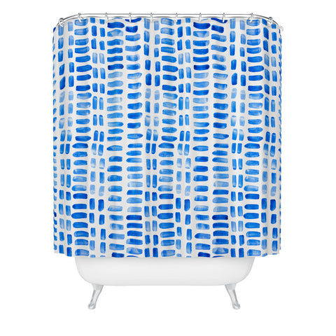Angela Minca Tiny blue rectangles Shower Curtain