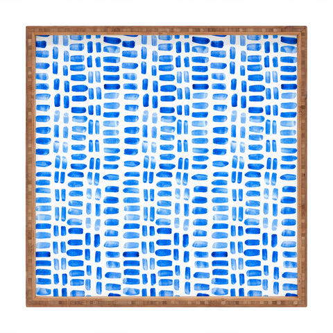 Angela Minca Tiny blue rectangles Square Tray
