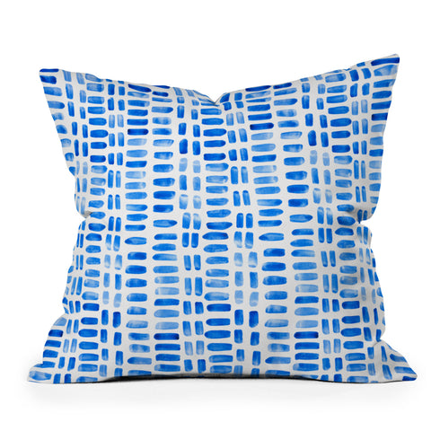 Angela Minca Tiny blue rectangles Outdoor Throw Pillow
