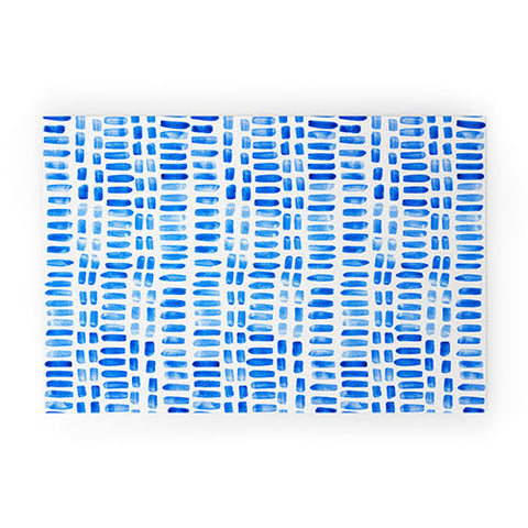 Angela Minca Tiny blue rectangles Welcome Mat