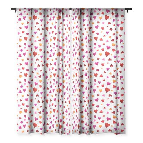 Angela Minca Valentines day hearts Sheer Window Curtain