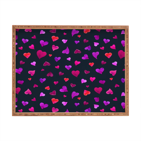 Angela Minca Valentines day hearts purple Rectangular Tray