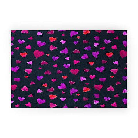 Angela Minca Valentines day hearts purple Welcome Mat