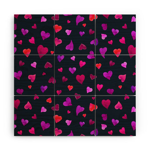 Angela Minca Valentines day hearts purple Wood Wall Mural