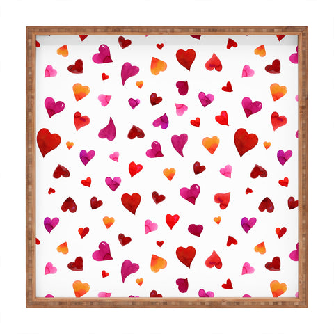 Angela Minca Valentines day hearts Square Tray