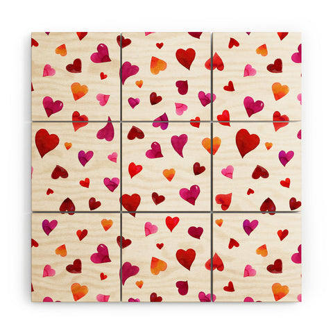 Angela Minca Valentines day hearts Wood Wall Mural