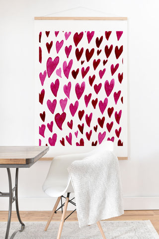 Angela Minca Watecolor hearts Art Print And Hanger