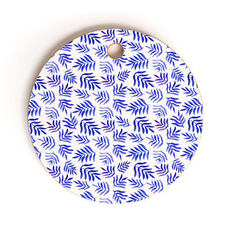 Angela Minca Watercolor blue branches Cutting Board Round