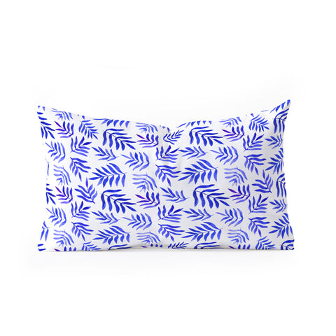 Angela Minca Watercolor blue branches Oblong Throw Pillow