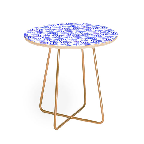 Angela Minca Watercolor blue branches Round Side Table