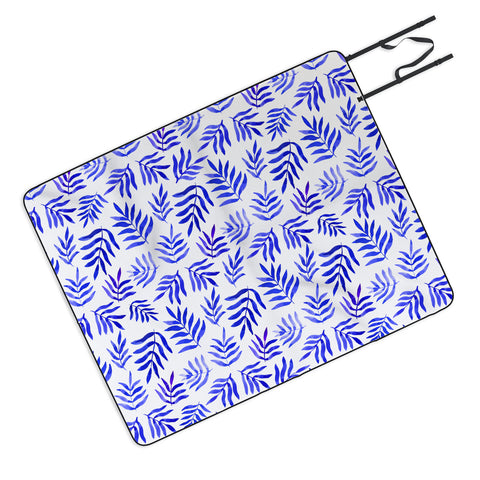 Angela Minca Watercolor blue branches Picnic Blanket