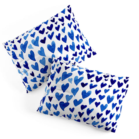 Angela Minca Watercolor blue hearts Pillow Shams