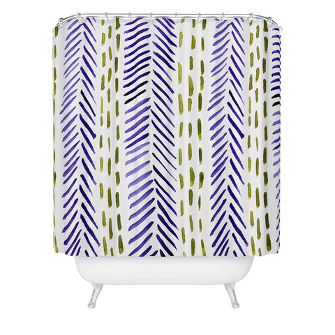 Angela Minca Watercolor herringbone Shower Curtain