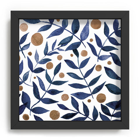Angela Minca Watercolor indigo branches Recessed Framing Square