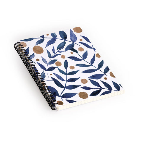 Angela Minca Watercolor indigo branches Spiral Notebook