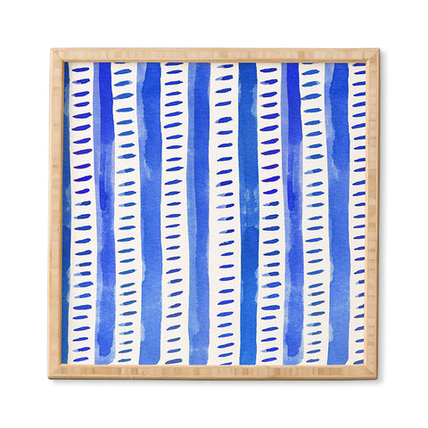 Angela Minca Watercolor lines blue Framed Wall Art