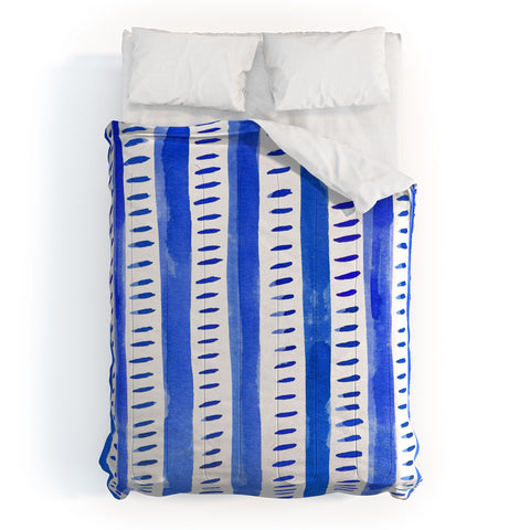 Angela Minca Watercolor lines blue Comforter