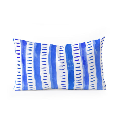 Angela Minca Watercolor lines blue Oblong Throw Pillow