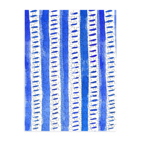 Angela Minca Watercolor lines blue Puzzle
