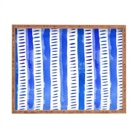 Angela Minca Watercolor lines blue Rectangular Tray