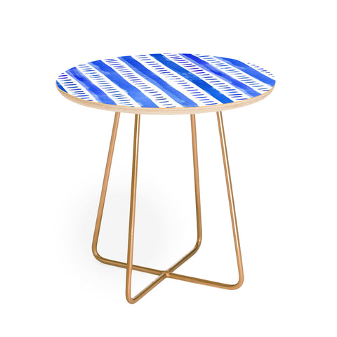 Angela Minca Watercolor lines blue Round Side Table